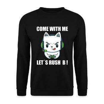 Rush B Gamer saying - Unisex Sweatshirt - black - Front - Alina (178cm) & Michal (187cm)