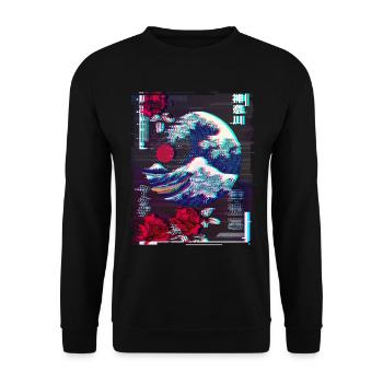 Grande vague japonaise au large de Kanagawa - Sweat-shirt Unisexe - noir - Devant - Alina (178cm) & Michal (187cm)