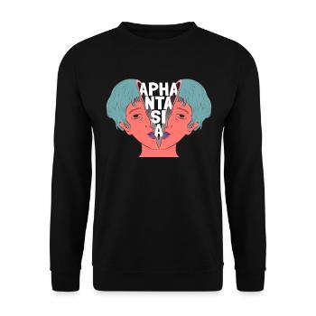 Geteilter Kopf, Aphantasie, Aphant, surreal - Unisex Pullover - Schwarz - Vorne - Alina (178cm) & Michal (187cm)