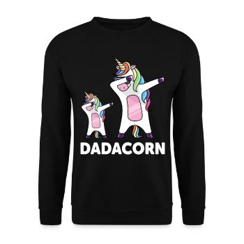 Einhorn Daddy Märchen Geschenk - Unisex Pullover - Schwarz - Vorne - Alina (178cm) & Michal (187cm)