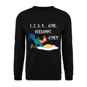 Huhn Hühner Hahn Lustige Sprüche Geschenk - Unisex Pullover - Schwarz - Vorne - Alina (178cm) & Michal (187cm)