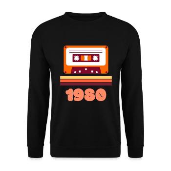 80 rétro vintage 1980 cassette idée de cadeau - Sweat-shirt Unisexe - noir - Devant - Alina (178cm) & Michal (187cm)