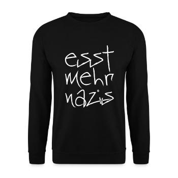 eat more Nazis - Against Nazis - Against the Right - Unisex Sweatshirt - black - Front - Alina (178cm) & Michal (187cm)