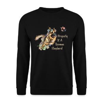 Colorful German Shepherd plays with ball - Unisex Sweatshirt - black - Front - Alina (178cm) & Michal (187cm)