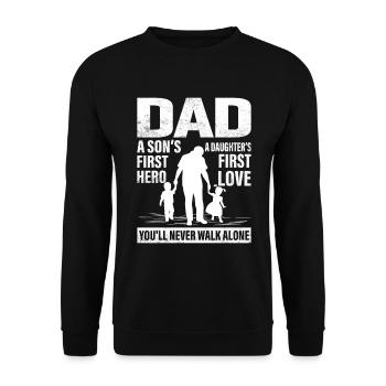 Vater und Sohn geschenkidee t-Shirt - Unisex Pullover - Schwarz - Vorne - Alina (178cm) & Michal (187cm)