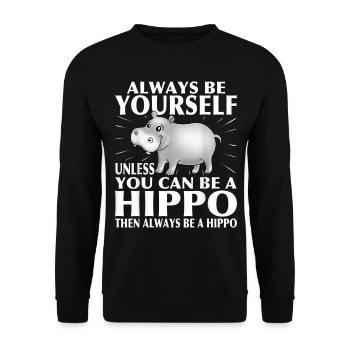 Hippo, cadeau drôle de T-shirt d'hippopotame - Sweat-shirt Unisexe - noir - Devant - Alina (178cm) & Michal (187cm)
