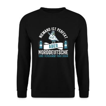 Norddeutsch Norddeutscher Möwe - Unisex Pullover - Schwarz - Vorne - Alina (178cm) & Michal (187cm)