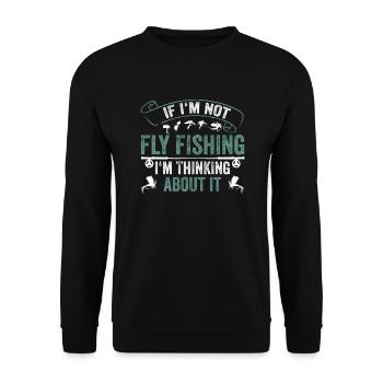 Fliegenfischer Spruch Angler - Unisex Pullover - Schwarz - Vorne - Alina (178cm) & Michal (187cm)