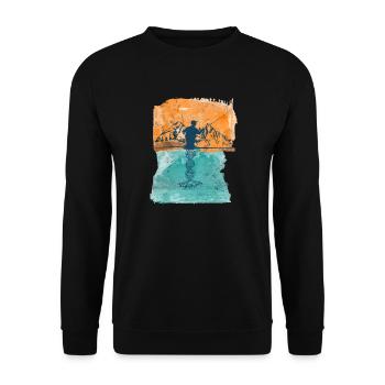 Fliegenfischer Angler Fliegenfischen - Unisex Pullover - Schwarz - Vorne - Alina (178cm) & Michal (187cm)