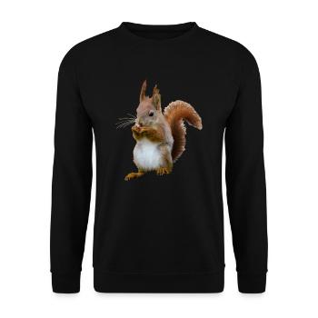 Squirrel with nut, Natural - Unisex Sweatshirt - black - Front - Alina (178cm) & Michal (187cm)