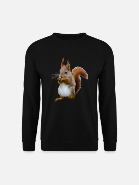 Eichhörnchen mit Nuss, Natürlich - Unisex Pullover - Schwarz