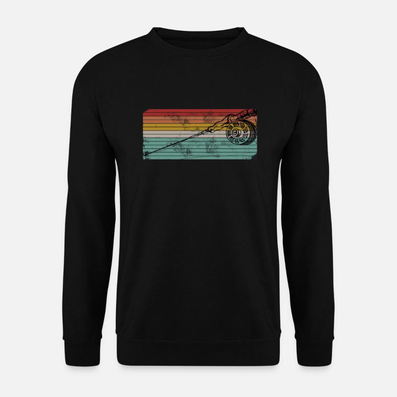 Retro Fliegenfischer Fliegenfischen - Unisex Pullover - Schwarz