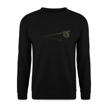 Fliegenfischer Fliegenrute Fliegenrolle Angeln - Unisex Pullover - Schwarz - Vorne - Alina (178cm) & Michal (187cm)