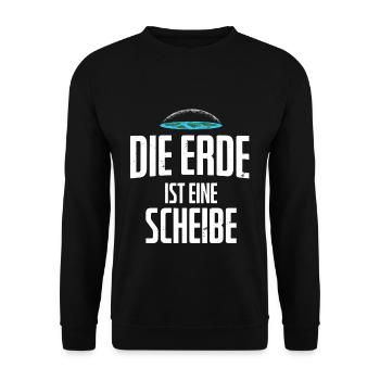 Flat Earth Flache Erde Anhänger Flat Earthler - Unisex Pullover - Schwarz - Vorne - Alina (178cm) & Michal (187cm)