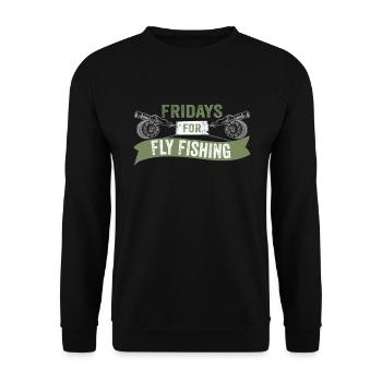 Fliegenfischen Fliegenfischer - Unisex Pullover - Schwarz - Vorne - Alina (178cm) & Michal (187cm)