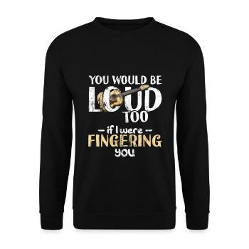 Gitarre Akustik Spruch Für E-Gitarre Konzert Gitar - Unisex Pullover - Schwarz - Vorne - Alina (178cm) & Michal (187cm)