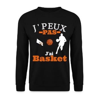 J'PEUX PAS , J'AI BASKET. - Sweat-shirt Unisexe - noir - Devant - Alina (178cm) & Michal (187cm)