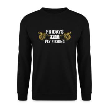 Fliegenfischen Fridays For Fly Fishing - Unisex Pullover - Schwarz - Vorne - Alina (178cm) & Michal (187cm)