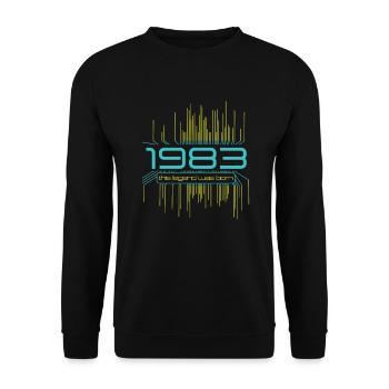 1983 Geburtstag Geschenkidee - Unisex Pullover - Schwarz - Vorne - Alina (178cm) & Michal (187cm)