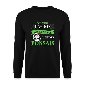 Bonsai Baum Bonsaibaum Japanische Pflanzen - Unisex Pullover - Schwarz - Vorne - Alina (178cm) & Michal (187cm)