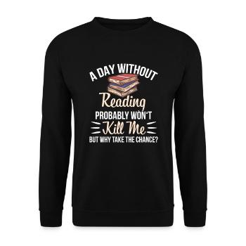 Books Bookworm Bookworm Read Book - Unisex Sweatshirt - black - Front - Alina (178cm) & Michal (187cm)