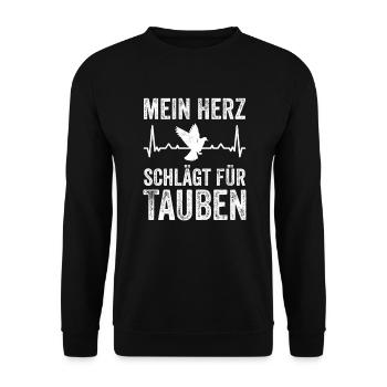Taube Mein Herz Schlägt Für Tauben Taubenzucht - Unisex Pullover - Schwarz - Vorne - Alina (178cm) & Michal (187cm)