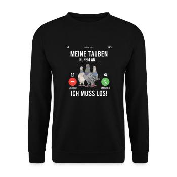 Tauben Tauben Anruf Telefonat Brieftauben - Unisex Pullover - Schwarz - Vorne - Alina (178cm) & Michal (187cm)