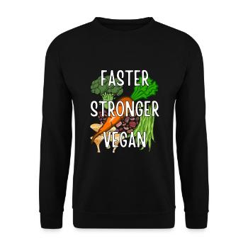 Plus rapide Stronger Vegan - Sweat-shirt Unisexe - noir - Devant - Alina (178cm) & Michal (187cm)