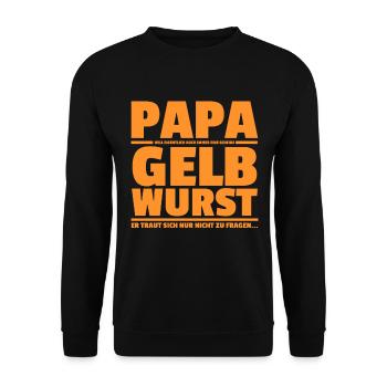 Papa Gelbwurst lustiges Geschenk für Kinder - Unisex Pullover - Schwarz - Vorne - Alina (178cm) & Michal (187cm)