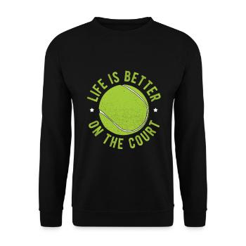 Tennisplatz Spruch Für Tennis - Unisex Pullover - Schwarz - Vorne - Alina (178cm) & Michal (187cm)