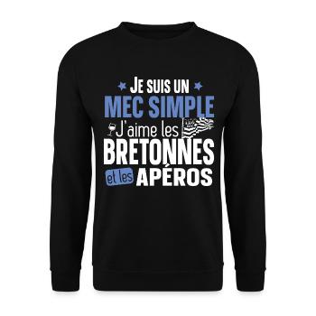 Bretonne Apéro Bretagne Cadeau Alcool T-shirt Mug - Sweat-shirt Unisexe - noir - Devant - Alina (178cm) & Michal (187cm)