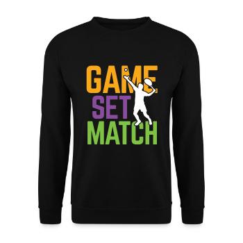 Tennisplatz Spruch Für Tennis - Unisex Pullover - Schwarz - Vorne - Alina (178cm) & Michal (187cm)