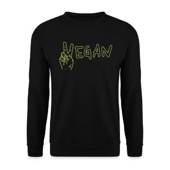 Vegan mit Friedenszeichen Lustige vegane Fitness - Unisex Pullover - Schwarz - Vorne - Alina (178cm) & Michal (187cm)