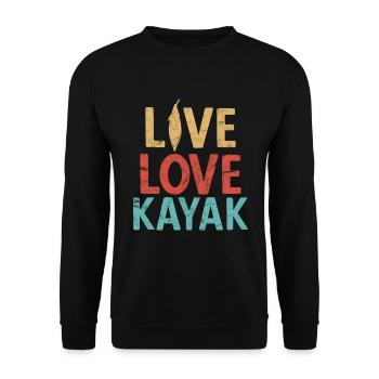 Paddel-Boot Kanu-Fahrer Für Kajak - Unisex Pullover - Schwarz - Vorne - Alina (178cm) & Michal (187cm)