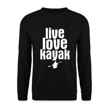 Paddel-Boot Kanu-Fahrer Für Kajak - Unisex Pullover - Schwarz - Vorne - Alina (178cm) & Michal (187cm)