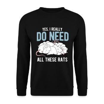 Nagetier Maus Ratte - Unisex Pullover - Schwarz - Vorne - Alina (178cm) & Michal (187cm)