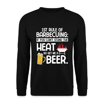 Grillparty Spruch Zum Grillen Grill - Unisex Pullover - Schwarz - Vorne - Alina (178cm) & Michal (187cm)