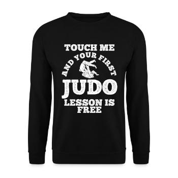 Japanischer Kampfsport Judo - Unisex Pullover - Schwarz - Vorne - Alina (178cm) & Michal (187cm)