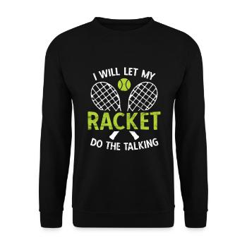 Tennisplatz Spruch Für Tennis - Unisex Pullover - Schwarz - Vorne - Alina (178cm) & Michal (187cm)
