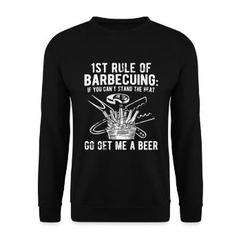 Grillparty Spruch Zum Grillen Grill - Unisex Pullover - Schwarz - Vorne - Alina (178cm) & Michal (187cm)