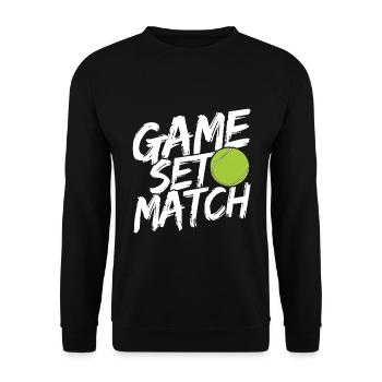 Tennisplatz Spruch Für Tennis - Unisex Pullover - Schwarz - Vorne - Alina (178cm) & Michal (187cm)