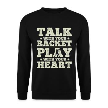 Tennisplatz Spruch Für Tennis - Unisex Pullover - Schwarz - Vorne - Alina (178cm) & Michal (187cm)