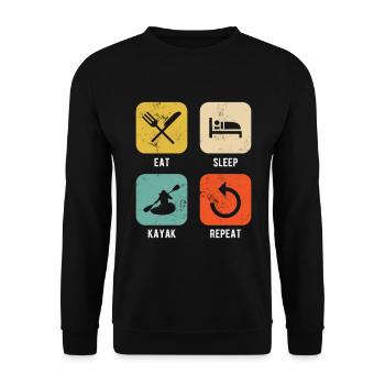 Paddel-Boot Kanu-Fahrer Für Kajak - Unisex Pullover - Schwarz - Vorne - Alina (178cm) & Michal (187cm)