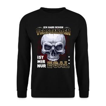 Ich habs schon verstanden - egal biker - Unisex Pullover - Schwarz - Vorne - Alina (178cm) & Michal (187cm)