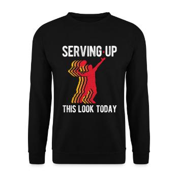 Tennisplatz Spruch Für Tennis - Unisex Pullover - Schwarz - Vorne - Alina (178cm) & Michal (187cm)