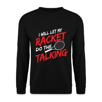 Tennisplatz Spruch Für Tennis - Unisex Pullover - Schwarz - Vorne - Alina (178cm) & Michal (187cm)