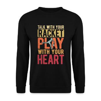 Tennisplatz Spruch Für Tennis - Unisex Pullover - Schwarz - Vorne - Alina (178cm) & Michal (187cm)