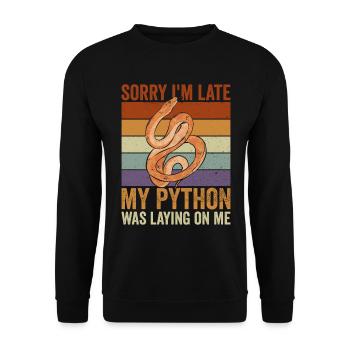Banana Königspython - Unisex Sweatshirt - black - Front - Alina (178cm) & Michal (187cm)
