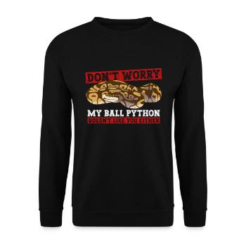 Königspython Banana Ball Python - Unisex Sweatshirt - black - Front - Alina (178cm) & Michal (187cm)