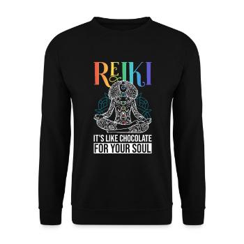 Spiritueller Reiki Chakra Eenergie - Unisex Sweatshirt - black - Front - Alina (178cm) & Michal (187cm)